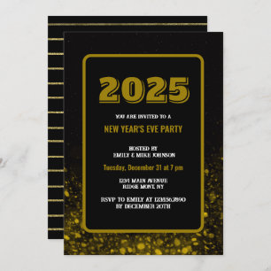 Invitation GOLD CONFETTI 2025 Nouvel An's Eve année personnal