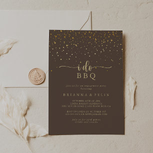 Invitation Gold Confetti Brown I Do BBQ
