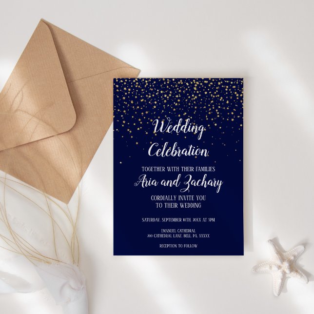 Invitation Gold Confetti|Célébration des Mariages de la Marin (Créateur téléchargé)