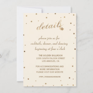 Invitation Gold Confetti Champagne Détails Mariage Réception