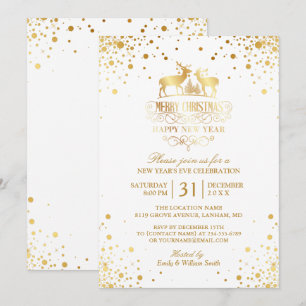 Invitation Gold Confetti Dots Bonne fête de la Saint-Sylvestr