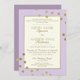 Invitation Gold Confetti Dots Lavender Mariage de célébration