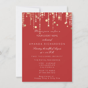 Invitation Gold Confetti Drith Anniversaire Mariée Red Elegan