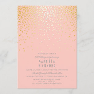Invitation Gold Confetti Élégante fête d'anniversaire Vintage
