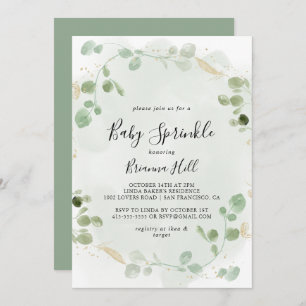 Invitation Gold Confetti Eucalyptus Foliage Bébé Parsemer
