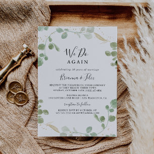 Invitation Gold Confetti Eucalyptus Nous Refaisons Vow Renouv