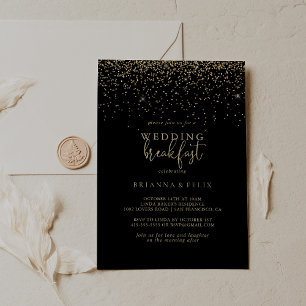 Invitation Gold Confetti Fancy Script Mariage petit déjeuner
