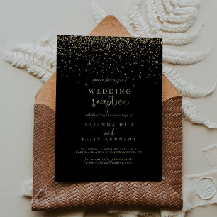 Invitation Gold Confetti Fancy Script Mariage Réception