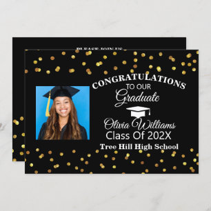 Invitation Gold Confetti Graduate Photo Party