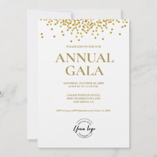 Invitation Gold confetti Logo personnalisé Gala d'entreprise