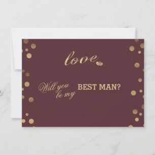 Invitation Gold Confetti Love Bourgogne Mariage Best Man