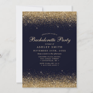 Invitation Gold Confetti Marine Bachelorette moderne