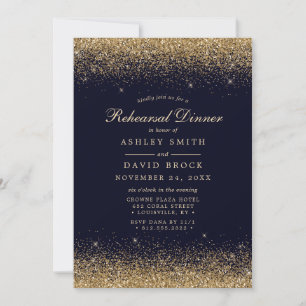 Invitation Gold Confetti Marine Bleu Répétition moderne