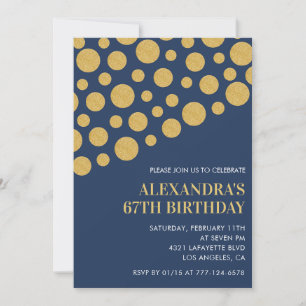Invitation Gold Confetti Marine Blue 67e anniversaire invitat