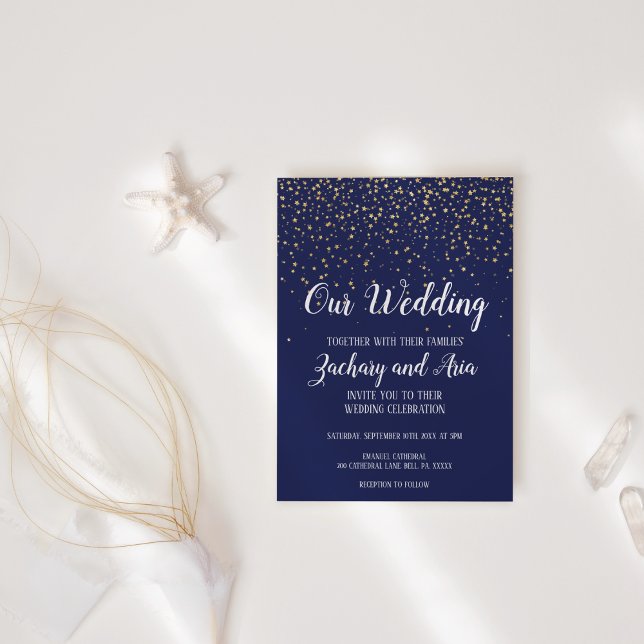 Invitation Gold Confetti|Marine Notre Mariage (Créateur téléchargé)