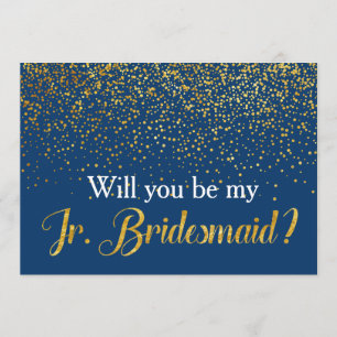 Invitation Gold Confetti Navy Serez-vous Mon Jr Bridesmaid