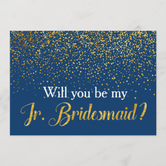 Invitation Gold Confetti Navy Serez-vous Mon Jr Bridesmaid