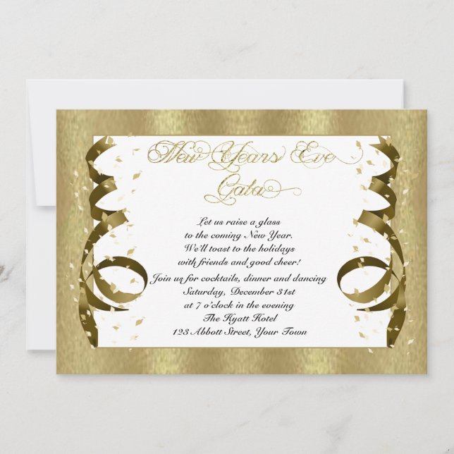 Invitation Gold Confetti New Years Eve Party (Devant)