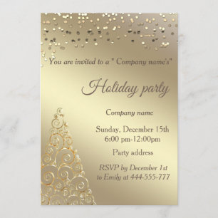 Invitation Gold confetti Noël société arbre de Noël fête