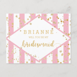 Invitation Gold Confetti Pink Seras-Tu Ma Femme D'Accueil
