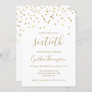 Invitation Gold Confetti Triangles 60e fête d'anniversaire