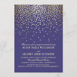 Invitation Gold Confetti Vintage Navy