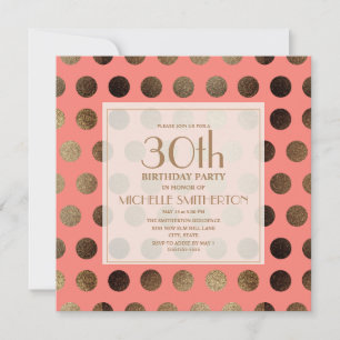 Invitation Gold Coral Pois 30e anniversaire