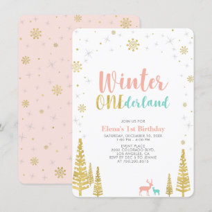 Invitation Gold & Coral Winter Conederland 1er anniversaire f