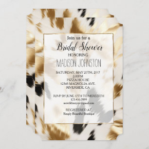 Invitation Gold Cream Black Western Cowhide