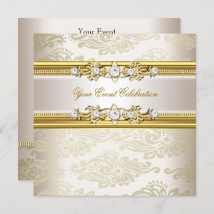 Invitation Gold Cream Embossée look Elegant Party