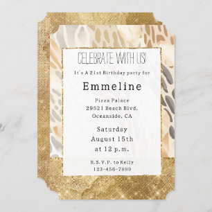 Invitation Gold Cream Poster de animal ivoire Abstrait