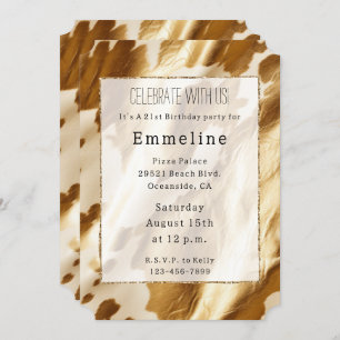 Invitation Gold Cream Western Cowhide