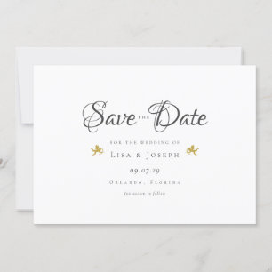 Invitation Gold Cupids Script élégant Enregistrer la date