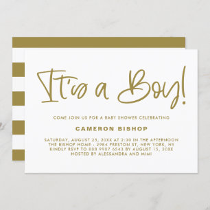 Invitation Gold Cute Calligraphy C'est un Baby shower garçon