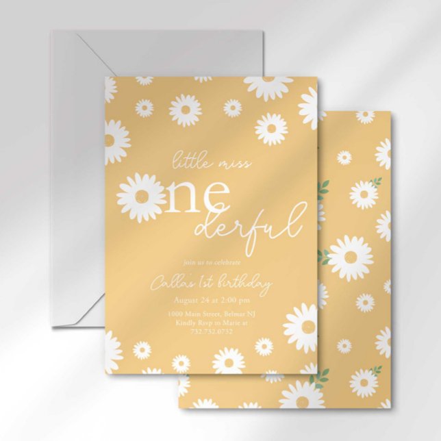Invitation Gold Daisy Little Miss Onederful (Créateur téléchargé)