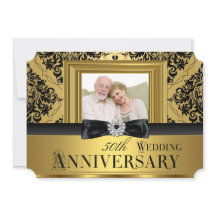Gold Damask Bow Photo 50th Mariage Anniversary 3