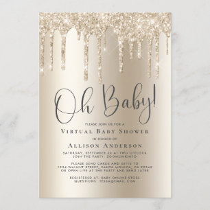 Invitation Gold de la Parties scintillant de Baby shower virt