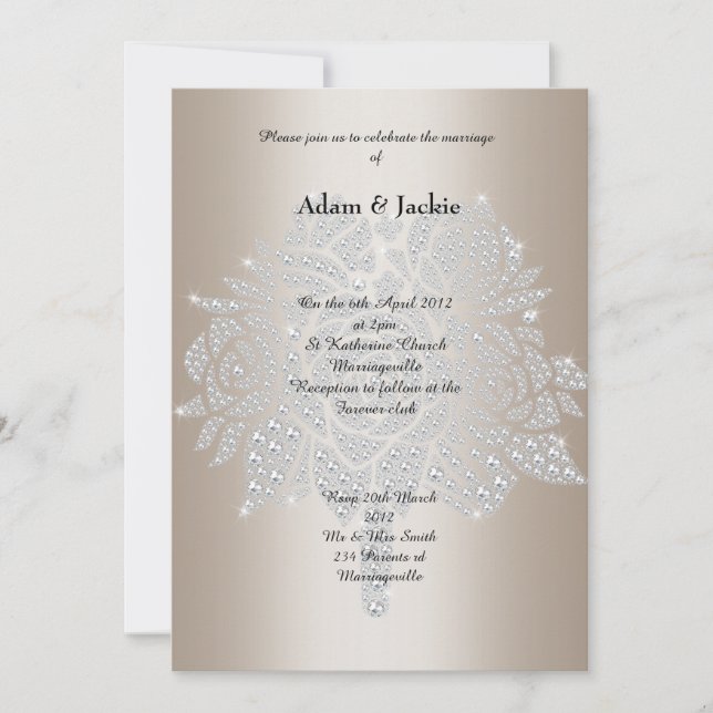 Invitation Gold Diamond Bouquet ÉLÉGANT MARIAGE (Devant)