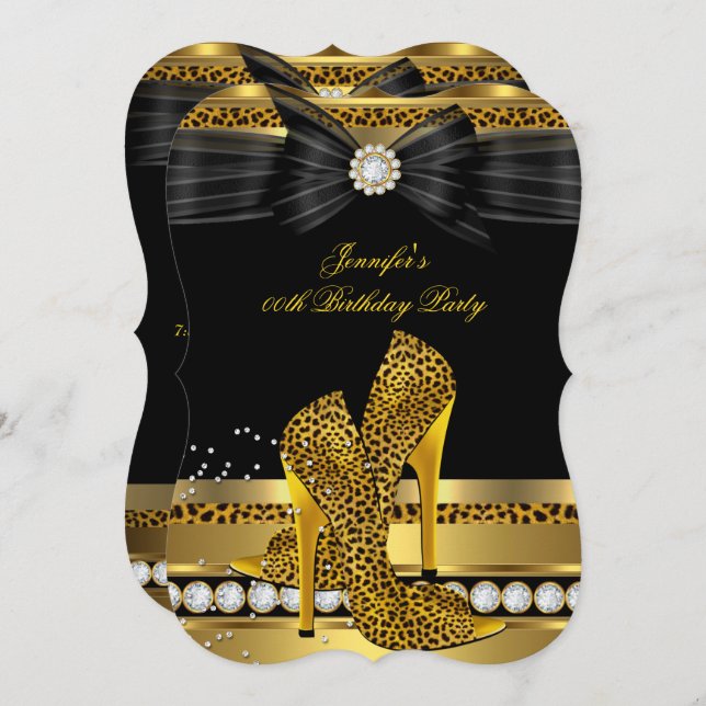 Invitation Gold Diamond Leopard High Heures Anniversaire (Devant / Derrière)