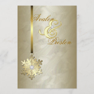 Invitation Gold Diamond Snowflake Gold Foil