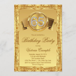 Invitation Gold Diamond Swirl Fancy 65e anniversaire
