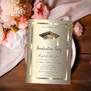 Invitation Gold Diamonds Frame, Aquarelle Casquette or