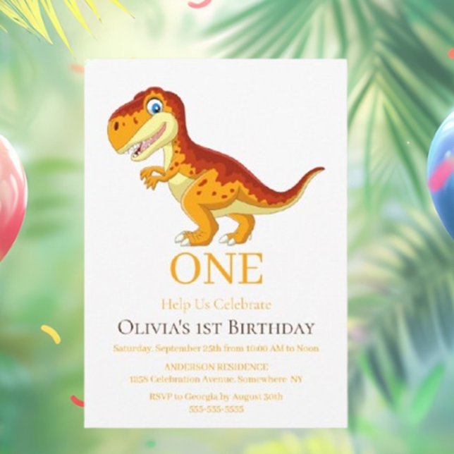 Invitation Gold Dinosaur T Rex (Join the GOLD DINOSAUR PARTY for a fun-filled celebration)