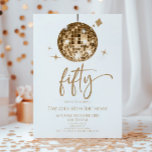 Invitation Gold Disco Ball Cinquante fête d'anniversaire<br><div class="desc">C'est une Gold Disco Ball Fifty 50th Birthday Party Invitation!</div>