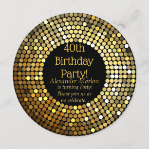 Invitation Gold Disco parties scintillant fête d'anniversaire