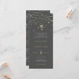 Invitation Gold Double Happy Fairy Lights Mariage chinois