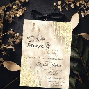Invitation Gold Drips Brunch & Bubbly Baby Shower Mariage