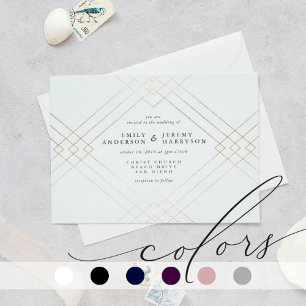 Invitation Gold Elegance White Diamond Gatsby Mariage