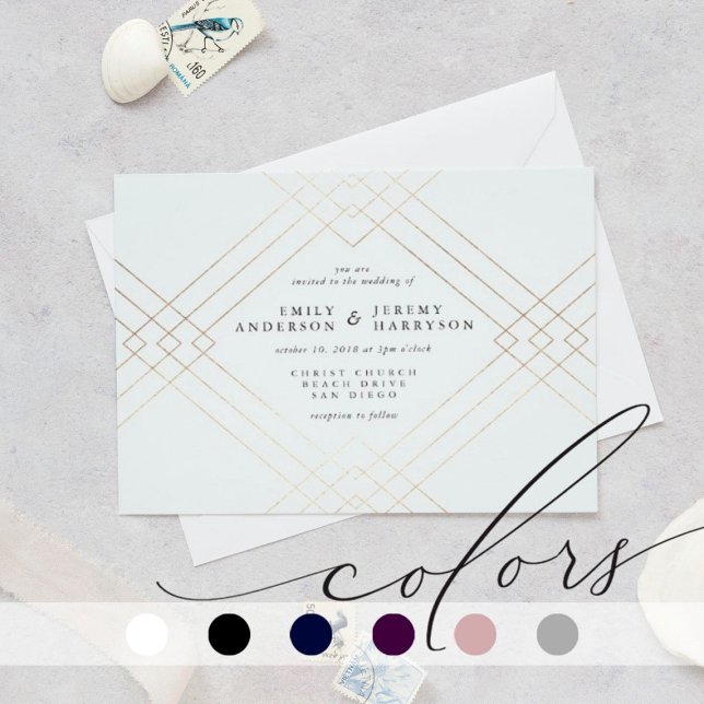 Invitation Gold Elegance White Diamond Gatsby Mariage (Créateur téléchargé)