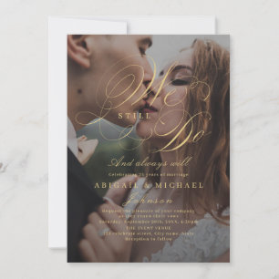 Invitation Gold élégant calligraphie classique photo NOUS TOU